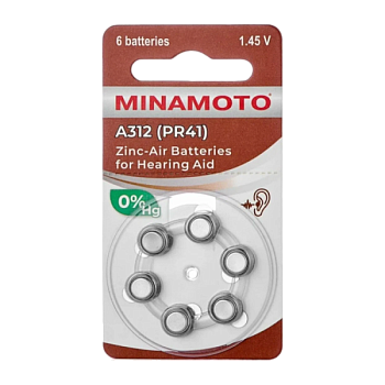 Батарейка Minamoto ZA312 BL6 Zinc Air 1.45V (6/60/600)