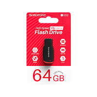 Флеш-накопитель Borofone Generous BUD2 64GB USB2.0 пластик черный красный (1/35/280) 