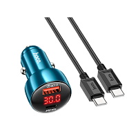 Автомобильное З/У HOCO Z50 1USB/Type-C 48W с кабелем Type-C-Lightning синий (1/12/120)