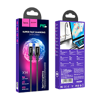 Кабель HOCO X14 Lightning (m)-Type-C (m) 1м 3.0A 20W нейлон черный (1/20/200)