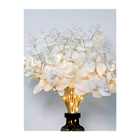 Гирлянда Космос Ветвь Эвкалипта белая имитация 16LED белый теплый (1/12)