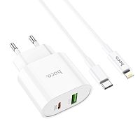 Сетевое З/У HOCO C95A 1USB/Type-C 3.0A 20W QC3.0 с кабелем Lightning/Type-C белый