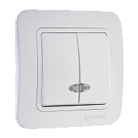 Выключатель Makel Light Lillium 2-клав.10A пластик белый 70023 (1/12)