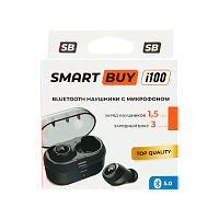 Наушники внутриканальные Smartbuy TWS i100 с микр. черный в коробке (1/25)