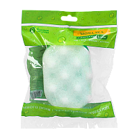 Мочалка массажная Банные штучки овальная 14см x 9.5см поролон зеленый белый (1/30)