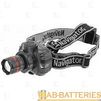 Фонарь налобный Navigator NPT-H03 1W 1LED от батареек серый (1/25/100)