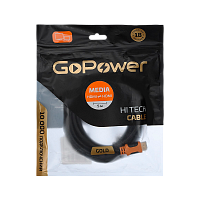 Кабель GoPower HDMI (m)-HDMI (m) 5м ПВХ ver.2.0 4K 60Hz черный Premium Zip-Lock c подвесом (1/50)