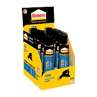 Клей Момент ГЕЛЬ водостойкий 30мл универсальный BOX10 шоу-бокс (10/120/3840)