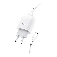 Сетевое З/У HOCO C73A 2USB 2.1A с кабелем microUSB белый (1/30/180)