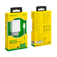 Сетевое З/У Borofone BA47A 1USB 3.0A QC3.0 белый (1/34/136)