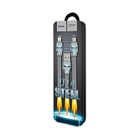 Кабель HOCO U14 USB (m)-microUSB (m) 1.2м 2.4A силикон серый (1/50/300)