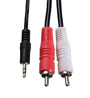 Кабель AUX Perfeo Jack 3.5mm (m)-2xRCA (m) 1м черный (1/50) 
