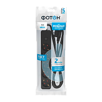 Удлинитель Фотон 16-25ЕS 5р.С/З 16A 2.0м с выкл. ПВС 3x1мм² черный (1/20)