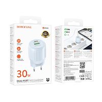 Сетевое З/У Borofone BA94A 1USB+1Type-C 3.0A 30W PD,QC синий (1/30/120)