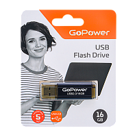Флеш-накопитель GoPower HIT 16GB USB2.0 металл черный 