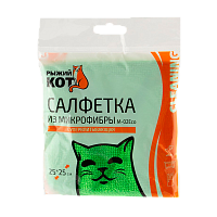 Салфетка Рыжий кот М-02Есо 25х25см микрофибра зеленый (1/40/200)