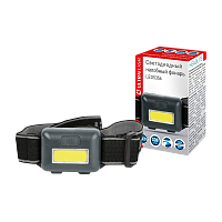Фонарь налобный Ultraflash LED5356 0.95W COB от батареек IPX4 3 режима серый (1/40/560)