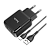 Сетевое З/У HOCO N7 2USB 2.1A с кабелем microUSB черный (1/20/120)