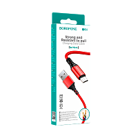 Кабель Borofone BX54 USB (m)-microUSB (m) 1.0м 2.4A нейлон красный (1/360)