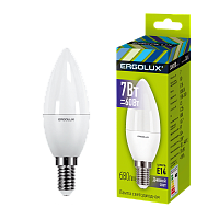 Лампа светодиодная Ergolux C35 E14 7W 6500К 172-265V свеча (1/10/100)