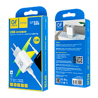 Сетевое З/У GFPower GF53L 1USB 2.4A с кабелем Lightning белый (1/108/432) 
