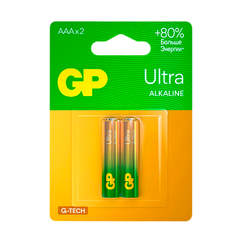 Батарейка GP ULTRA G-Tech LR03 AAA BL2 Alkaline 1.5V (2/20/160)