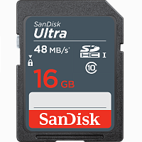 Карта памяти SD SanDisk ULTRA 16GB Class10 UHS-I (U1) 48 МБ/сек  | Ab-Batteries | Элементы питания и аксессуары для сотовых оптом