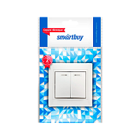 Выключатель Smartbuy 2-клавишный с индикатором 10А белый, керамика "Венера" (1/10/200)