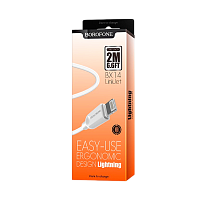 Кабель Borofone BX14 USB (m)-Lightning (m) 2.0м 2.0A ПВХ белый (1/360)