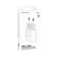 Сетевое З/У Borofone BA62A 1USB/Type-C 2.4A белый