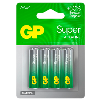 Батарейка GP Super G-Tech LR6 AA BL4 Alkaline 1.5V (4/40/320)