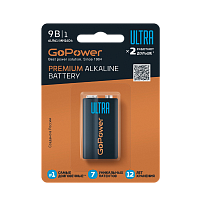 Батарейка GoPower ULTRA Крона 6LR61 BL1 Alkaline 9V (1/10/240)