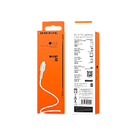 Кабель Borofone BX16 USB (m)-microUSB (m) 1м 2.4A ПВХ белый (1/648)