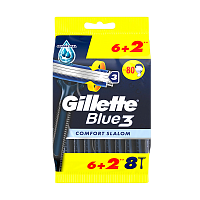 Бритва Gillette BLUE3 COMFORT Slalom 3 лезвия прорезиненная ручка 6+2шт. (1/6)
