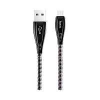 Кабель HOCO U56 USB (m)-microUSB (m) 1.2м 2.4A металл серый (1/28/168)