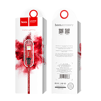 Кабель HOCO X14 USB (m)-Lightning (m) 2м 1.7A нейлон красный черный (1/33/330)