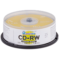Диск CD-RW Smartbuy 700MB 4-12x 25шт. cake box (25/250)