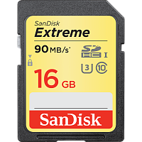 Карта памяти SD SanDisk EXTREME 16GB Class10 UHS-I (U3) 90 МБ/сек