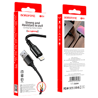 Кабель Borofone BX54 USB (m)-Lightning (m) 1м 2.4A нейлон черный (1/360)