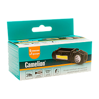 Фонарь налобный Camelion LED53408 3W XPE+COB от аккумулятора Type-C 3 режима черный (1/12/96)