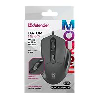 Мышь проводная Defender MB-347 Datum классическая USB черный (1/40)