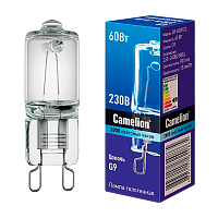 Лампа галогенная Camelion G9 60W 2800К 220-240V капсула прозрачная (1/5/100)