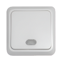 Выключатель Прогресс Fit 1-клав.10A Негорючий ABS пластик с индикатором белый (1/10/200)