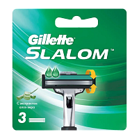 Сменные кассеты Gillette "Slalom Plus (Vector+)" 2 лезвия 3шт. (цена за 1 шт) (3/30)