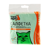 Салфетка Рыжий кот М-02Есо 25х25см микрофибра  зеленый (1/40/200) 