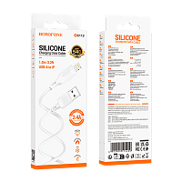 Кабель Borofone BX113 USB (m)-Lightning (m) 1м 2.4A силикон белый