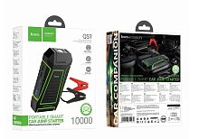 Внешний аккумулятор HOCO QS1 10000mAh 2USB/Type-C фонарик с пусковым устройством для авто черный (1/