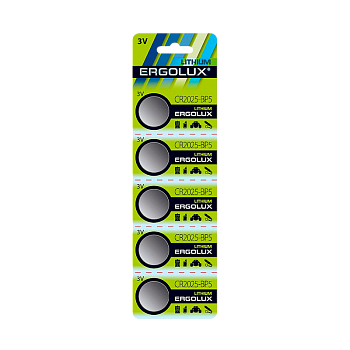 Батарейка Ergolux CR2025 BL5 Lithium 3V (5/100/2000) 
