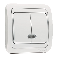 Выключатель Makel Light Mimoza 2-клав.10A пластик белый 12023 (1/12)