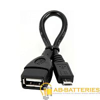 Кабель Atcom USB (f)-microUSB (m) 0.8м силикон черный (1/10/500)
